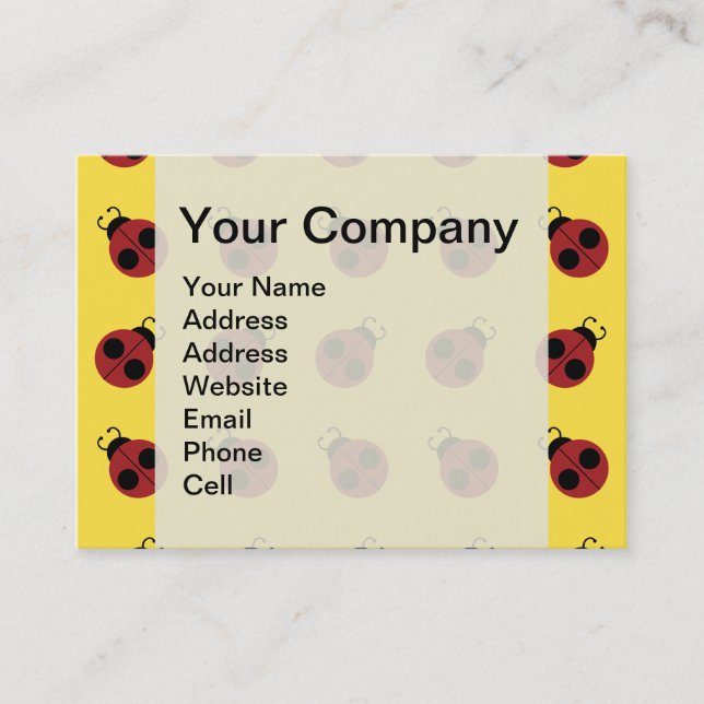 Tarjeta De Visita Ladybug 60s retro fresco amarillo (Anverso)