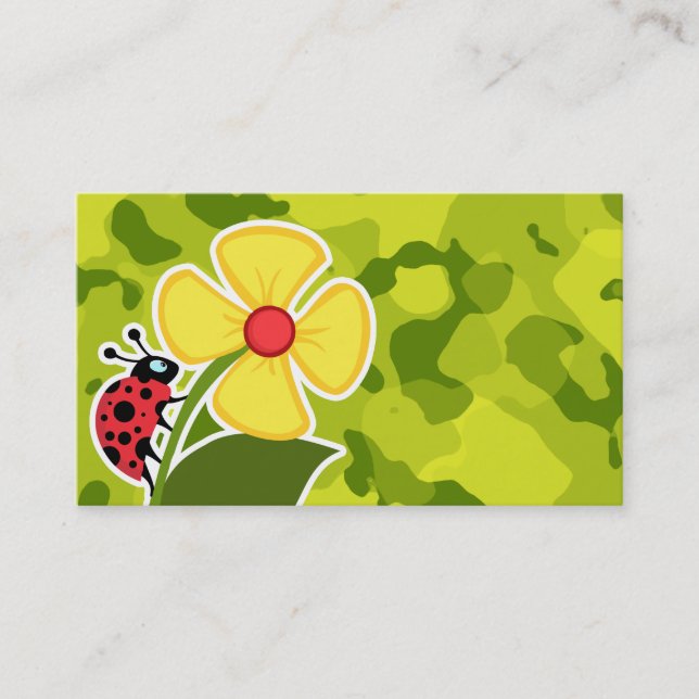 Tarjeta De Visita Ladybug; Camo Verde Ácido; Camuflaje (Anverso)
