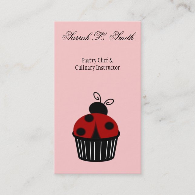 Tarjeta De Visita Ladybug Cupcake Business Card (Anverso)
