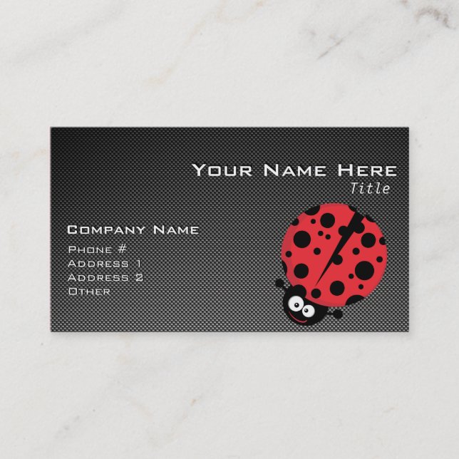 Tarjeta De Visita Ladybug; Faux Carbon Fibra (Anverso)