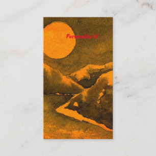 Tarjeta De Visita Lago campestre por la noche con cazadores o luna d