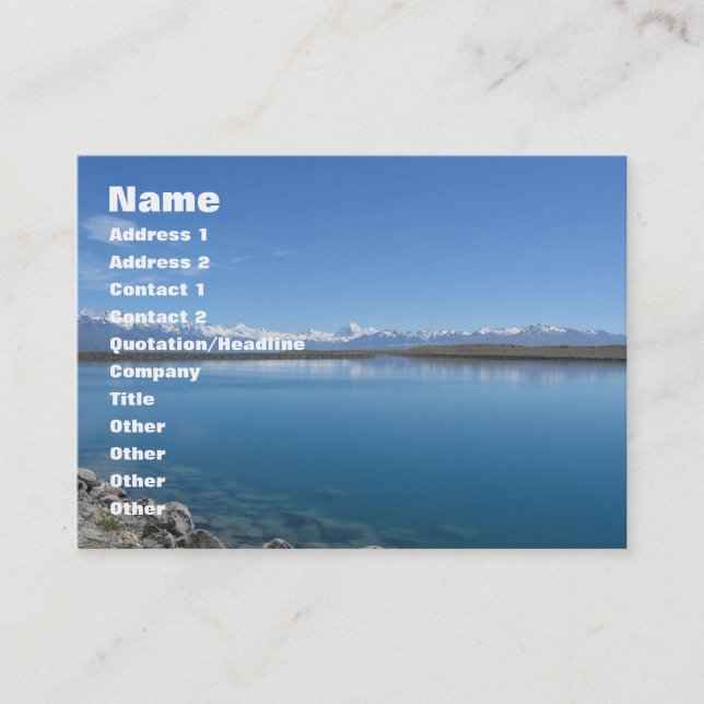 Tarjeta De Visita Lago Tekapo, Nueva Zelanda (Anverso)