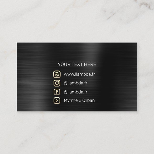 Tarjeta De Visita Lambda  Minimal Social Media WWWFBYOUTUBE Black  (Reverso)