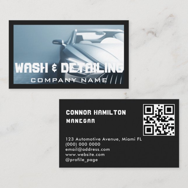 Tarjeta De Visita Lámina de coche moderna y código QR de desactivaci (Anverso / Reverso)