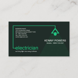 Tarjeta De Visita Lámpara brillante del cable de alimentación del el
