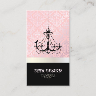 Tarjeta De Visita Lámpara + damasco barroco de Céline /perla + rosa