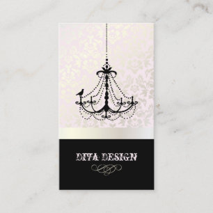 Tarjeta De Visita Lámpara + Damasco barroco /perla + rosa