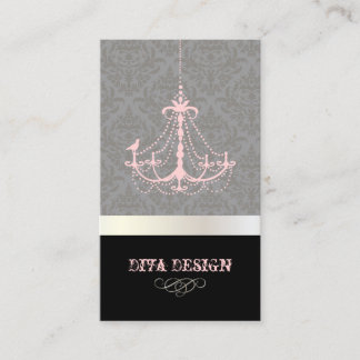 Tarjeta De Visita Lámpara + damasco barroco /perla + rosa