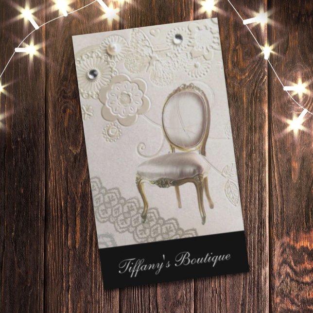 Tarjeta De Visita lámpara de araña romántica Rococo silla parís (romantic girly chandelier Rococo chair paris Business Card)