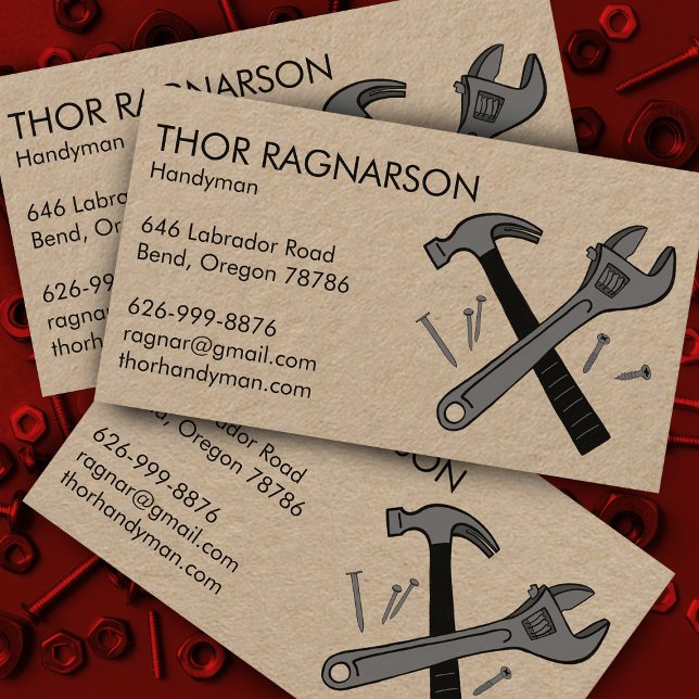 Tarjeta De Visita Lámpara de construcción de la reparación del maniq (Handyman Repair Construction Wrench Hammer KRAFT Business Card
)