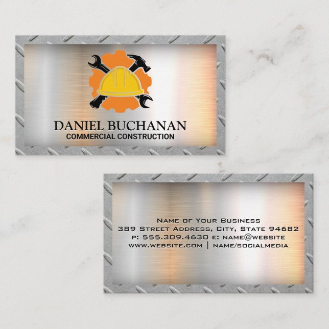 Tarjeta De Visita Lámpara de Gorra duro de construcción (Anverso / Reverso)