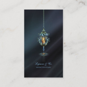 Tarjeta De Visita Lámpara de vela elegante de seda azul marino oscur