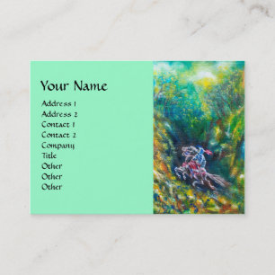 TARJETA DE VISITA LANCELOT DE NOCHE, CABALLO EN BOSQUE VERDE