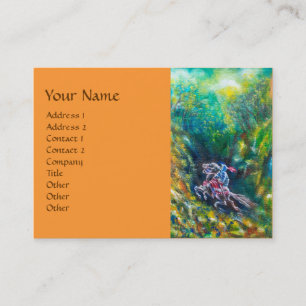 TARJETA DE VISITA LANCELOT DE NOCHE, CABALLO EN BOSQUE VERDE