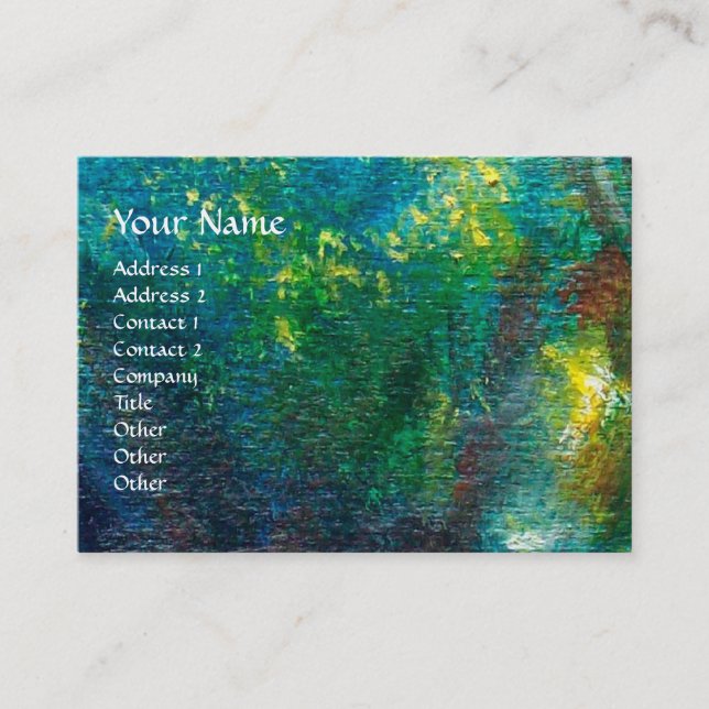TARJETA DE VISITA LANCELOT DE NOCHE, CABALLO EN BOSQUE VERDE (Anverso)