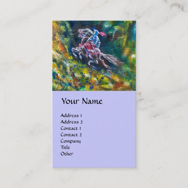 TARJETA DE VISITA LANCELOT DE NOCHE, CABALLO EN BOSQUE VERDE (Anverso)