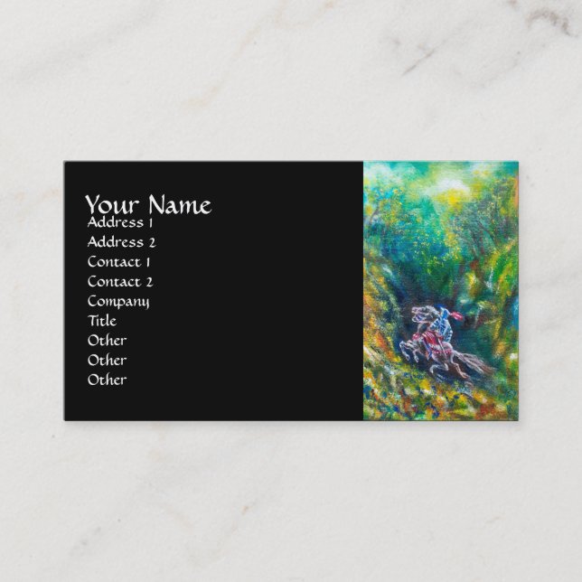 Tarjeta De Visita LANCELOT NOCTURNO, CABALLO EN BOSQUE VERDE Negro (Anverso)