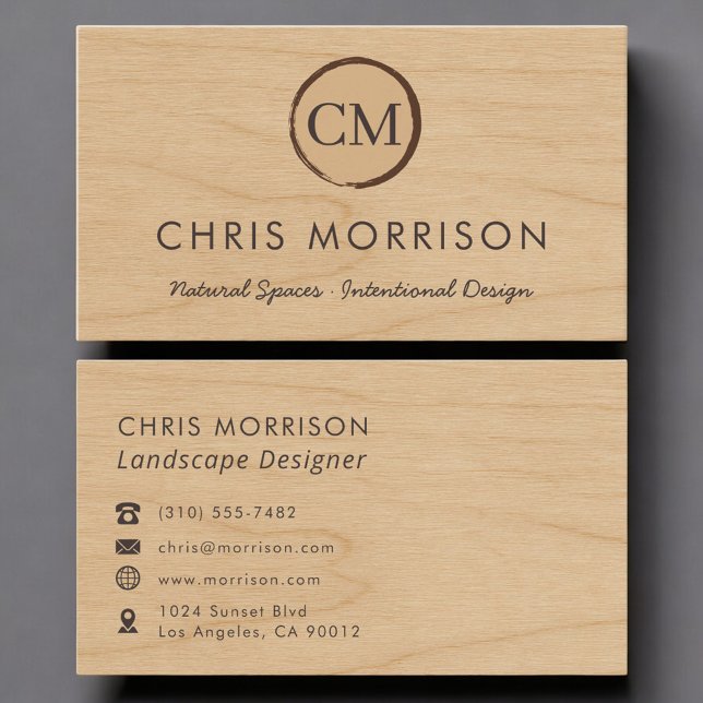 Tarjeta De Visita Landscape Design Wood Monogram Professional (Subido por el creador)