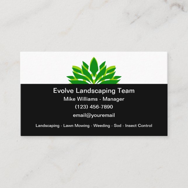 Tarjeta De Visita Landscaping And Lawn Mowing Service (Anverso)