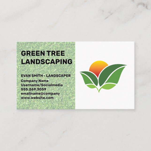 Tarjeta De Visita Landscaping | Green Grass Cut | Topiary (Anverso)