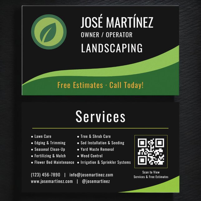 Tarjeta De Visita Landscaping Lawn Service QR Code (Subido por el creador)