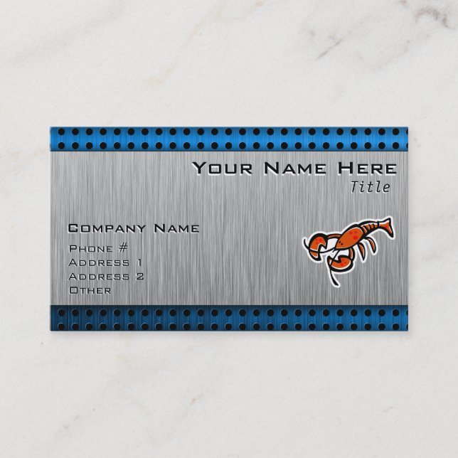 Tarjeta De Visita Langosta; Metal-mirada cepillada (Anverso)