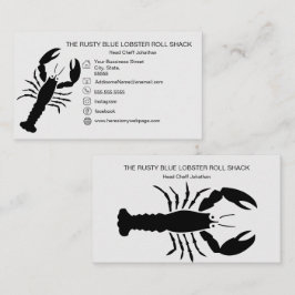 Tarjeta De Visita Langosta Negra Mariscos Negro Blanco Simple Náutic