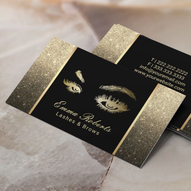 Tarjeta De Visita Lantea Artista de maquillaje Brows Black & Gold Om (Subido por el creador)