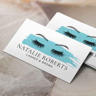 Tarjeta De Visita Lanza Brows Artista de maquillaje Cepillo Turquesa