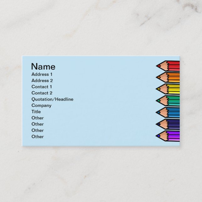 Tarjeta De Visita Lápices lindos del color (Anverso)