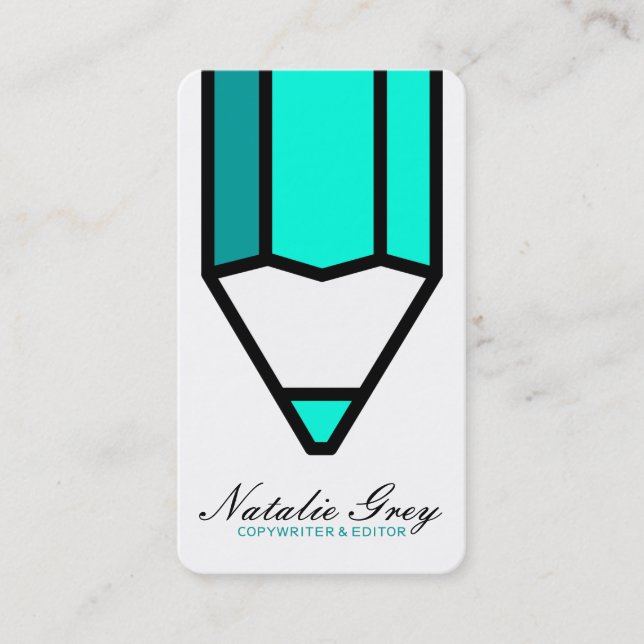 Tarjeta De Visita Lápiz moderno del escritor del redactor creativo (Anverso)