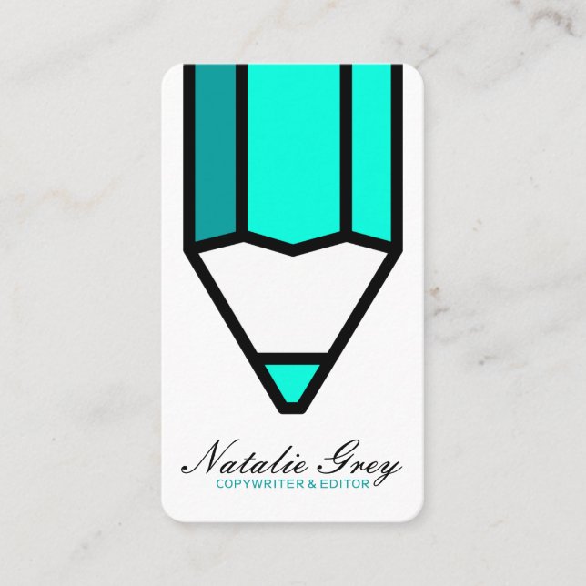 Tarjeta De Visita Lápiz moderno del escritor del redactor creativo (Anverso)