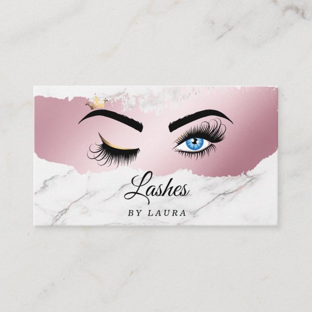 Tarjeta De Visita Larga Extensión de Lash Artista de maquillaje Wink (Anverso)
