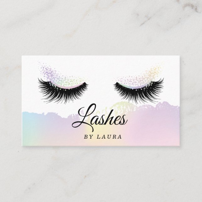 Tarjeta De Visita Larga extensión Lash Artista de maquillaje Holográ (Anverso)