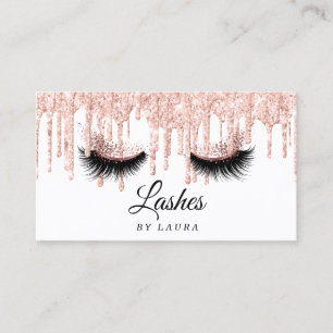 Tarjeta De Visita Larga extensión Lash Maquillaje Artista Rosa Oro
