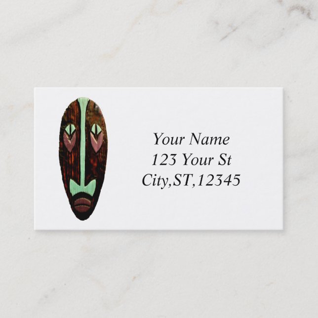 Tarjeta De Visita Larga máscara tiki Thunder_Cove (Anverso)