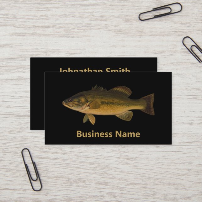 Tarjeta De Visita Largemouth Bass Fish Template (Anverso/Reverso In Situ)