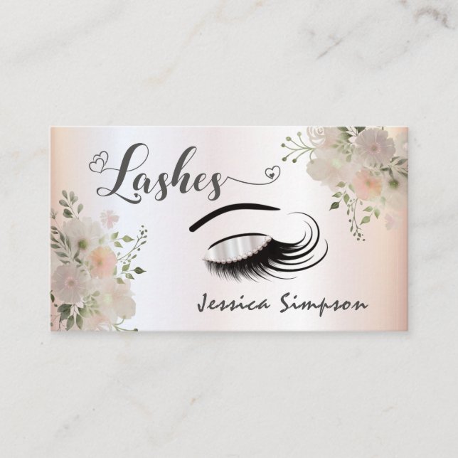 Tarjeta De Visita Largos y hermosos azotes moda elegante floral (Anverso)
