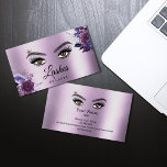 Tarjeta De Visita Largos y hermosos azotes Ojos Brows Flores Vintage<br><div class="desc">Larga y hermosa tarjeta de presentación con dibujos a mano y ojos con flores de color púrpura</div>
