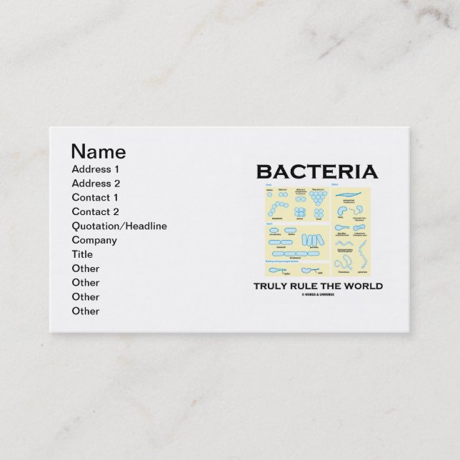 Tarjeta De Visita Las bacterias gobiernan verdad el mundo (la (Anverso)