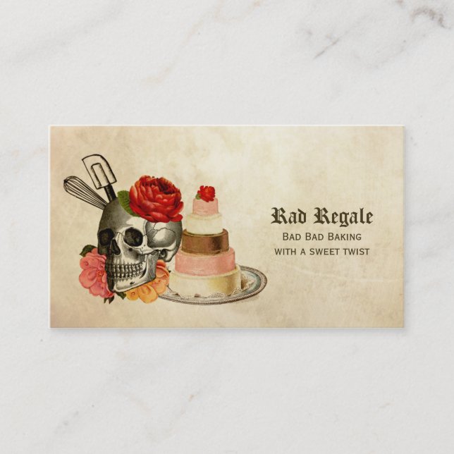 Tarjeta De Visita las flores retras punkyes del grunge del cráneo (Anverso)