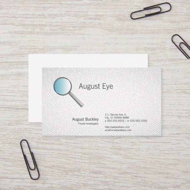 Tarjeta De Visita Las investigaciones de la lupa texturizaron mirada (Anverso/Reverso In Situ)