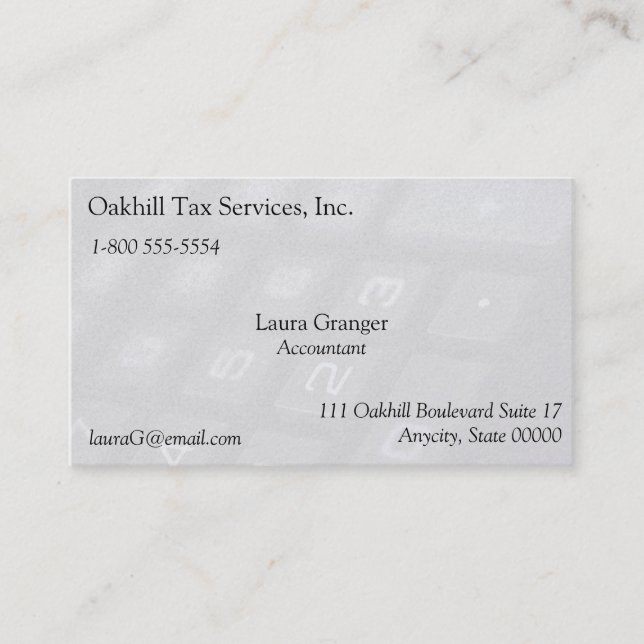 Tarjeta De Visita Las llaves del número en la calculadora se (Anverso)