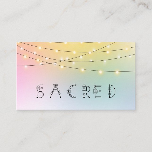 Tarjeta De Visita *~* Las luces de cadena de Pastel SACRED de Reiki  (Anverso)
