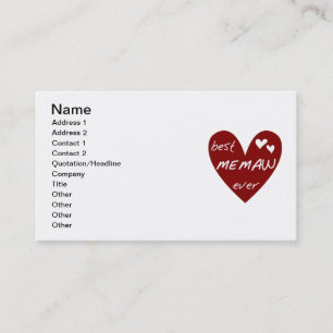 Tarjeta De Visita Las mejores camisetas y regalos de Memaw del