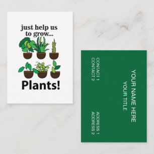 Tarjeta De Visita Las plantas simplemente nos ayudan a cultivar plan