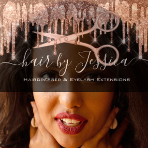 Tarjeta De Visita Las tijeras de las estilistas del pelo estiran las