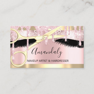 Tarjeta De Visita Las tijeras de peluquero maquillaron color rosa do