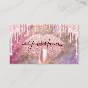 Tarjeta De Visita Las uñas manicura maquillaje rosa goteo besos lab