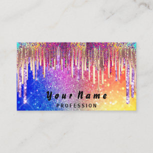 Tarjeta De Visita Las uñas maquillan hológrafo arcoiris caliente